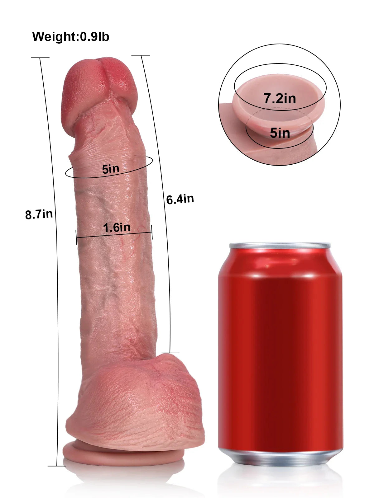 Robert 8.7" x 1.6" Mushroom Head Realistic Dildo, Slim Veiny Shaft
