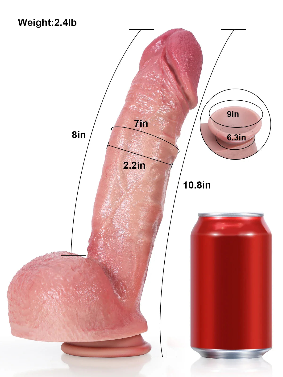 Rockwell 10.8" x 2.2" Extra Large Veiny Realistic Dildo with Balls and Suction Cup