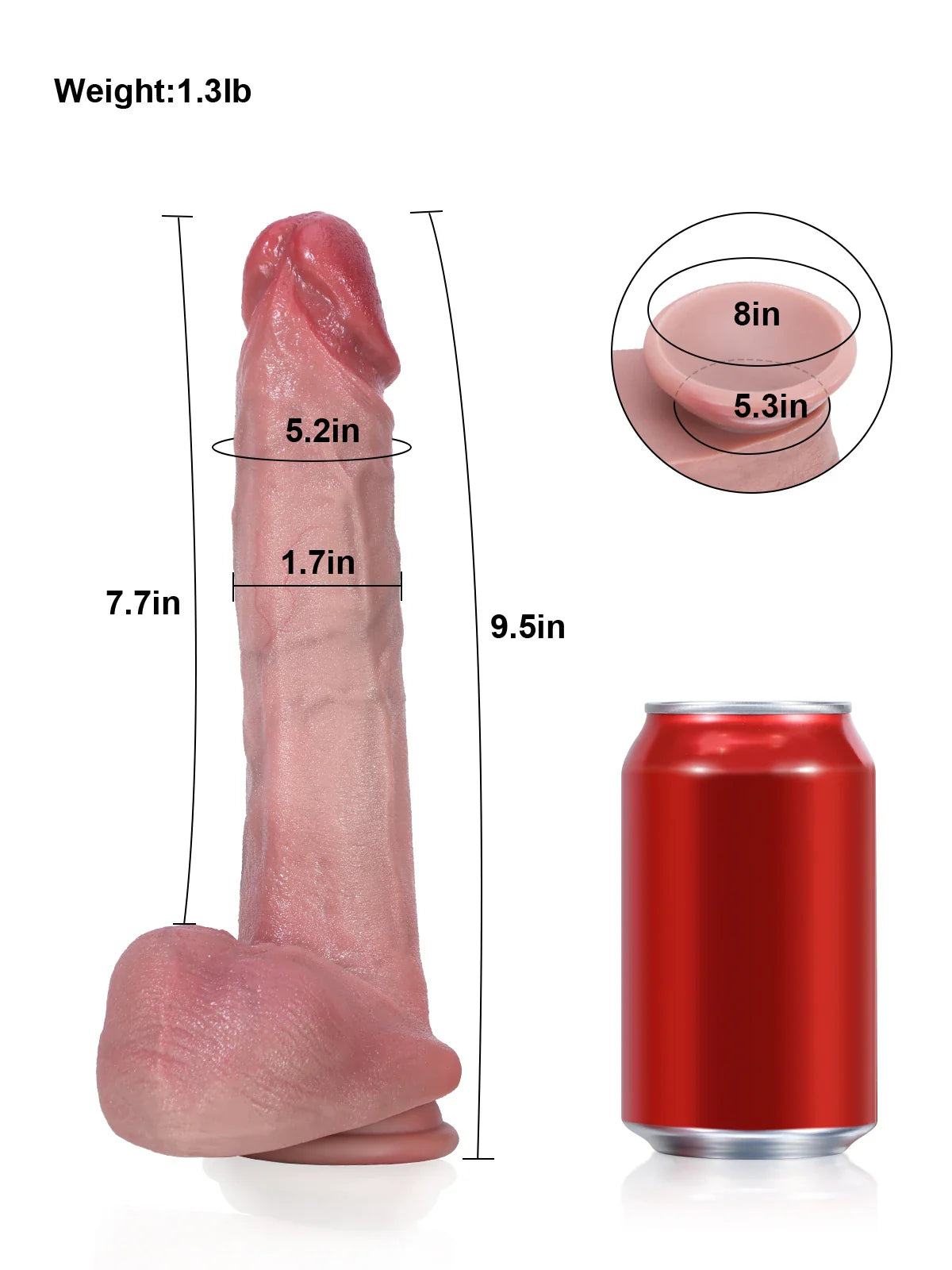 Sean 9.5" x 1.7" Slim Veiny Realistic Dildo with Arched Head, Platinum Silicone