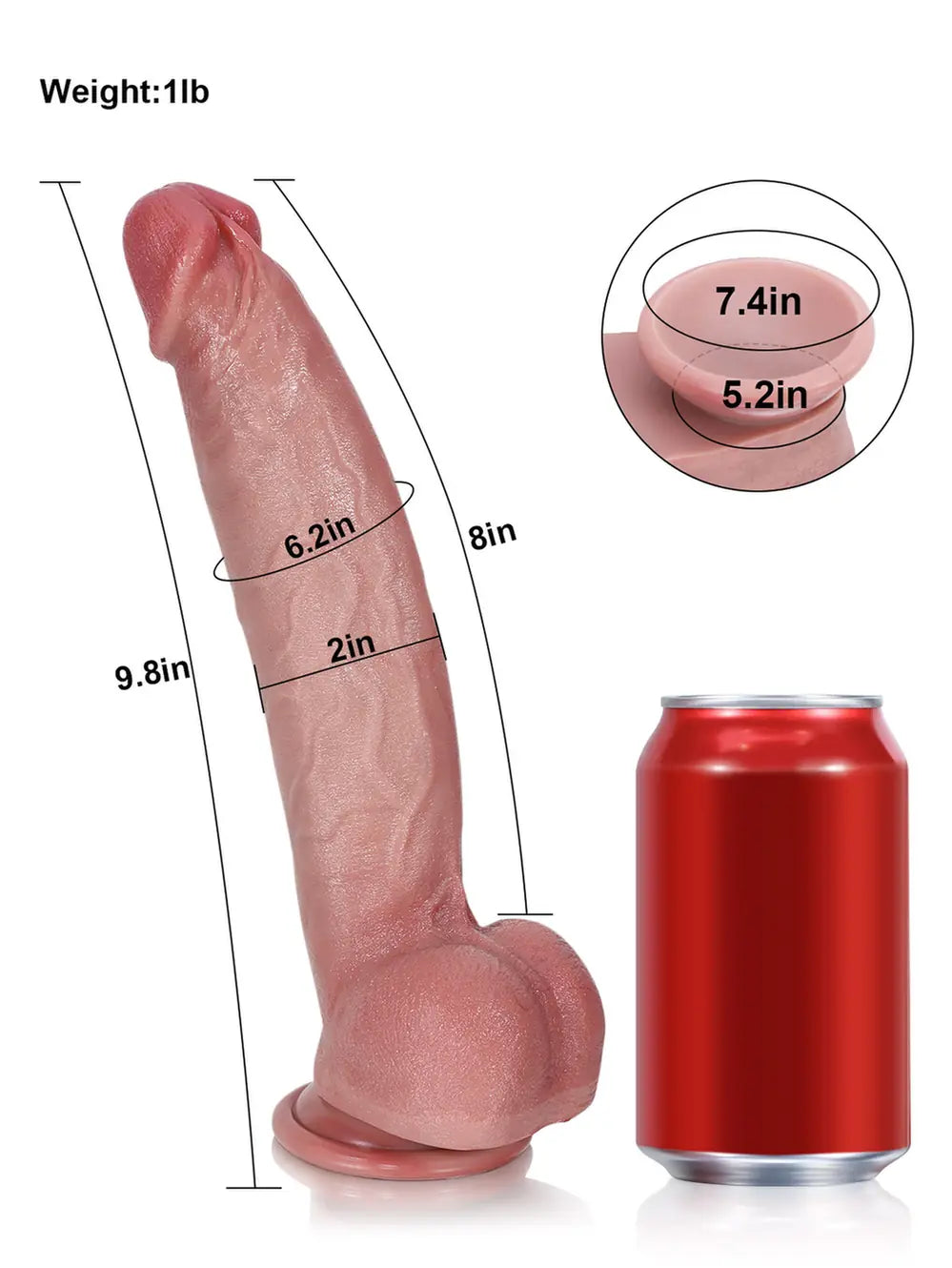 Shane 9.8" x 2" Slim Tip Realistic Dildo with Bendable Core and Fullness