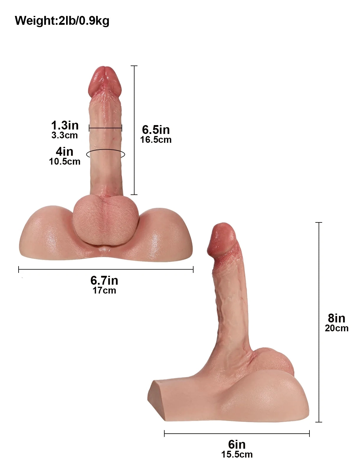 Silas – 0.9 kg Realistic Flat Base Torso Dildo for Hands-Free Riding