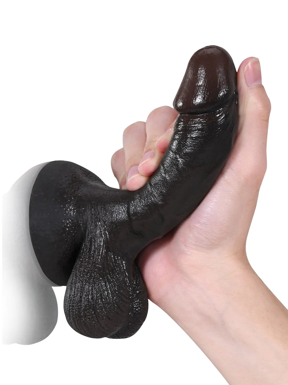 Smith Black 6" x 1.3" Small Beginner Black Realistic Dildo, Dual-Density