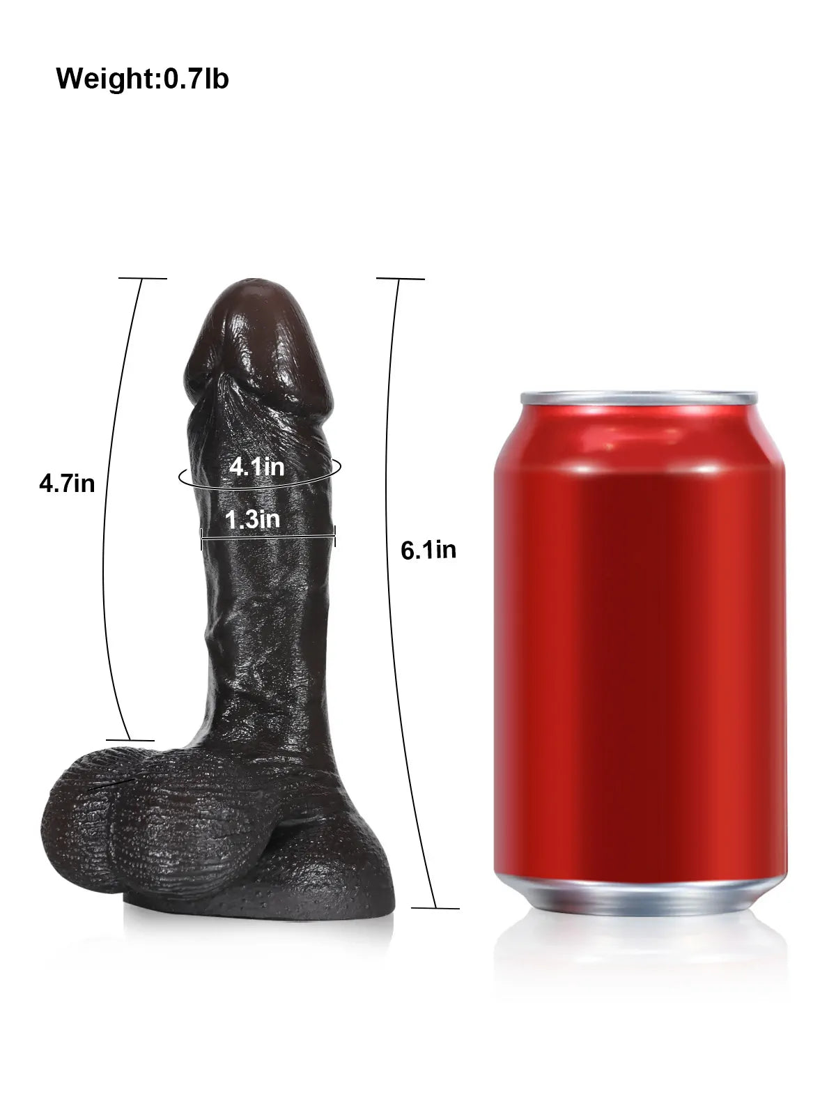 Smith Black 6" x 1.3" Small Beginner Black Realistic Dildo, Dual-Density