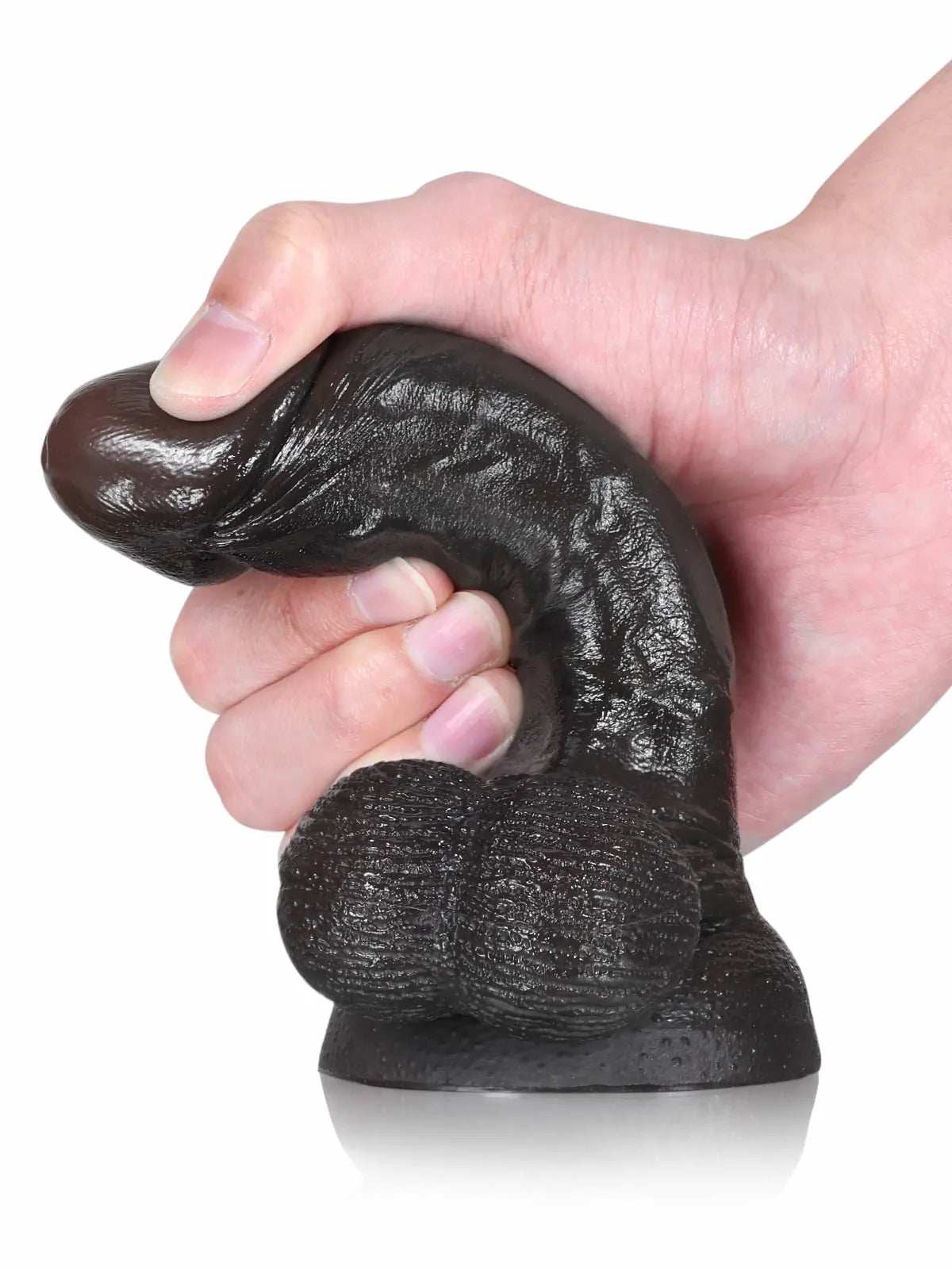 Smith Black 6" x 1.3" Small Beginner Black Realistic Dildo, Dual-Density