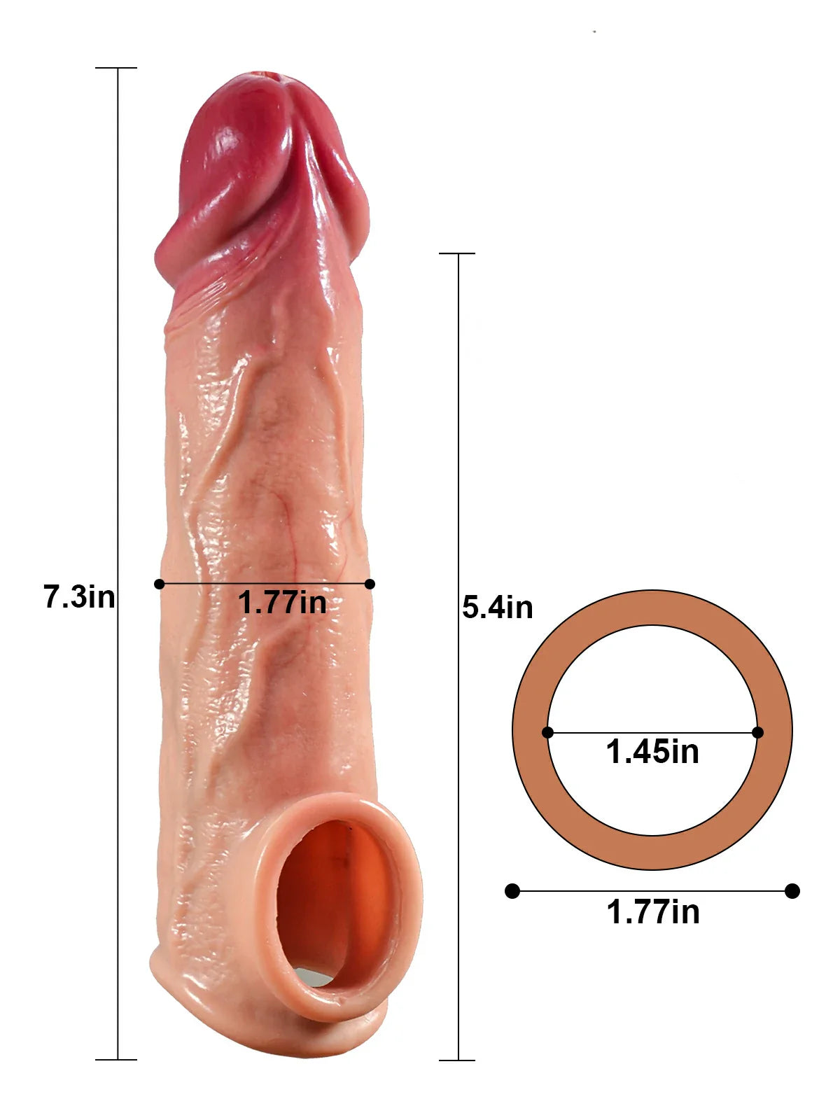 Surfside 7.3" Realistic Penis Sleeve Extender, Adds Length