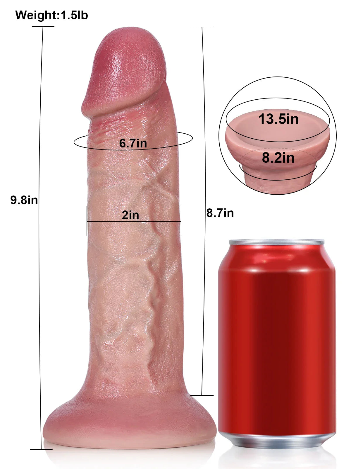 Tony 9.8" x 2" Huge Girth Realistic Anal Dildo with No Balls & Lifelike Veins
