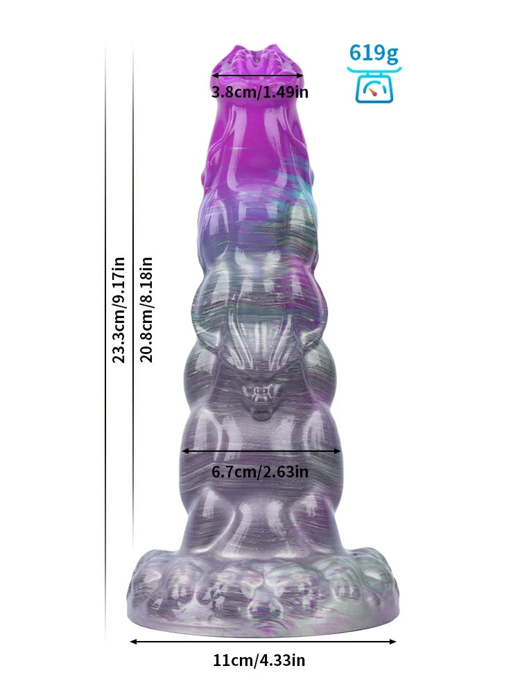Walter Knotted Horse Dildo, Swollen Knots and Flared Crown, 4 Sizes