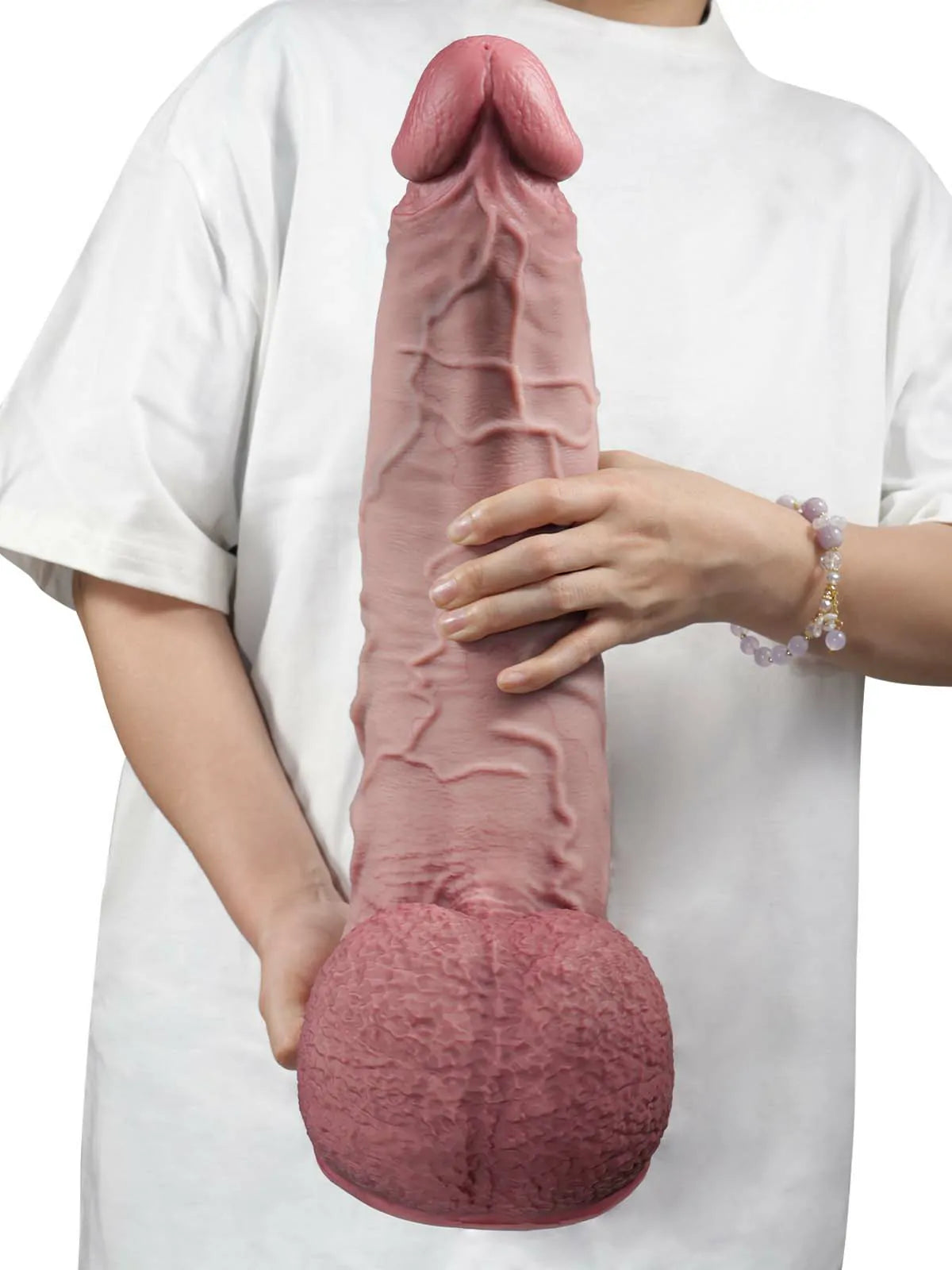 Alexander 16" x 3.7" Giant Curved Thick Realistic Dildo, XXL with Balls