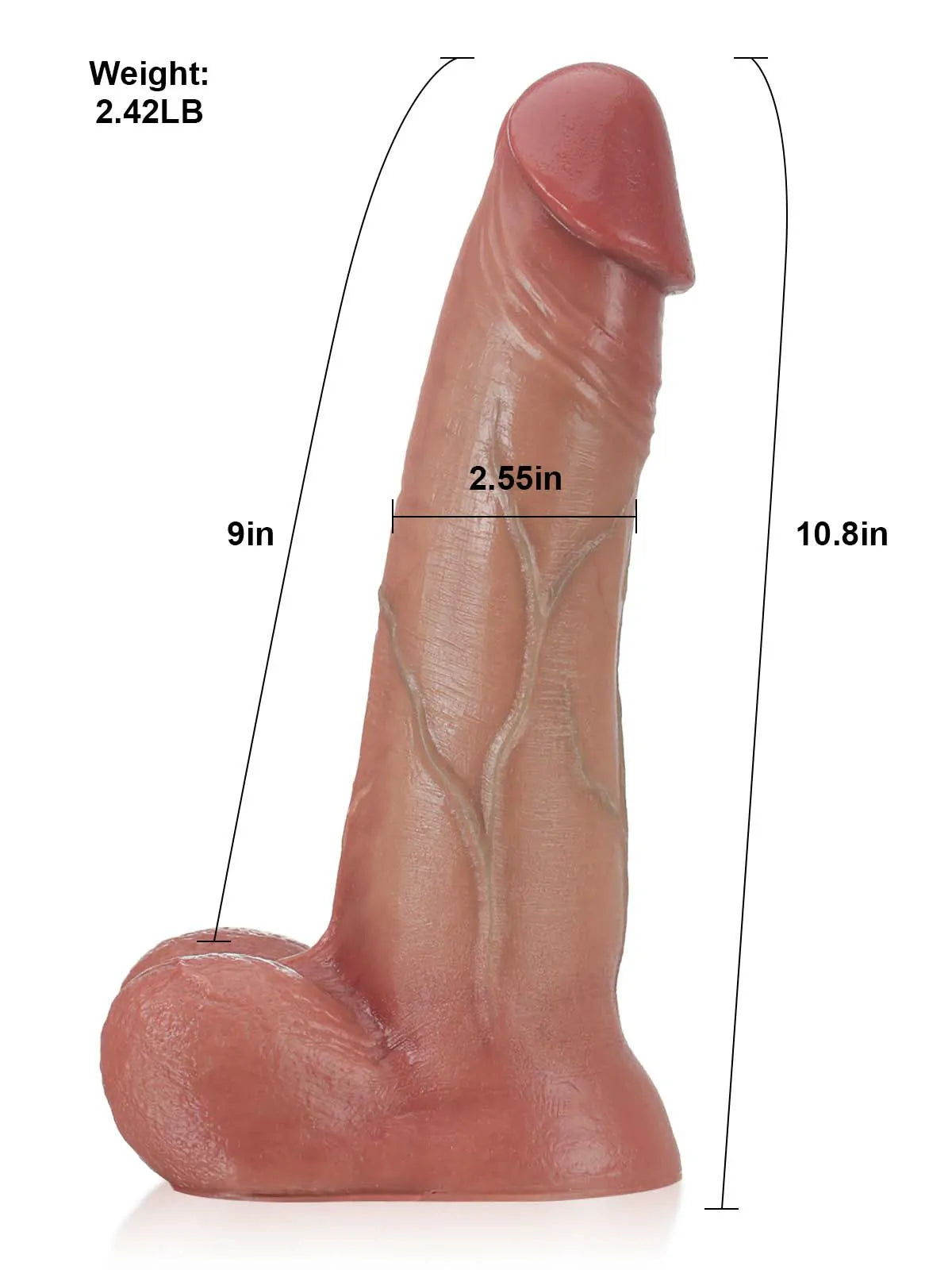 Raptor 10.8" x 2.5" Sliding Skin Realistic Dildo, Vac-U-Lock and Moving Balls
