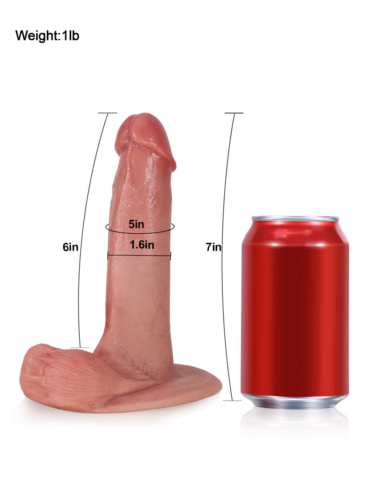 Archie 7" x 1.6" Brown Uncut Beginner Realistic Dildo with Sliding Skin