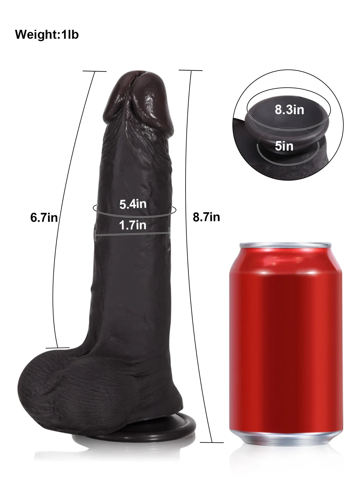 Billy Black 8.7" x 1.7" Uncut Bendable Realistic Black Dildo, Sliding Skin