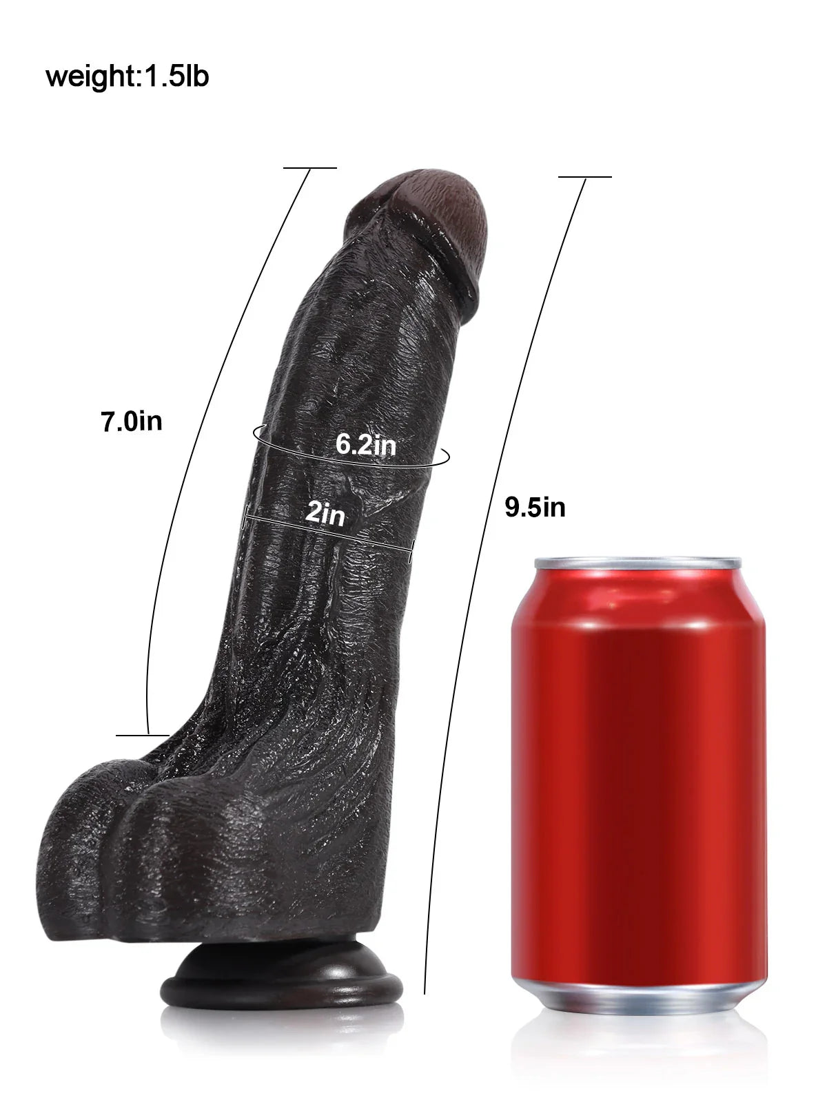 Cameron Black 9.4" x 2" Curved Black Realistic Dildo, G-Spot and Veins